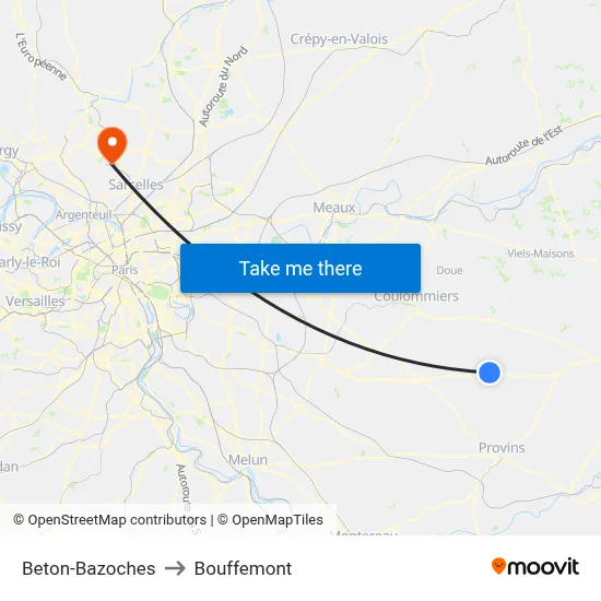 Beton-Bazoches to Bouffemont map