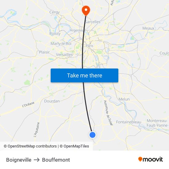 Boigneville to Bouffemont map