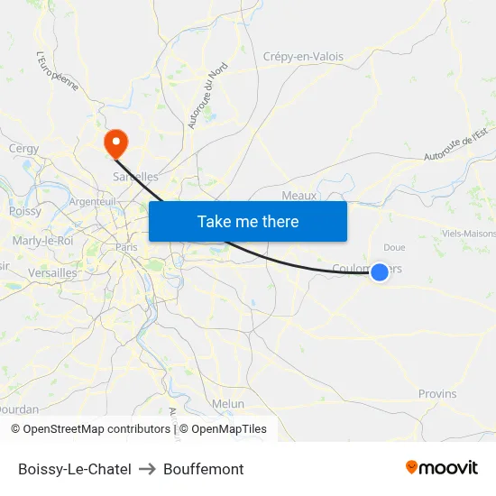 Boissy-Le-Chatel to Bouffemont map