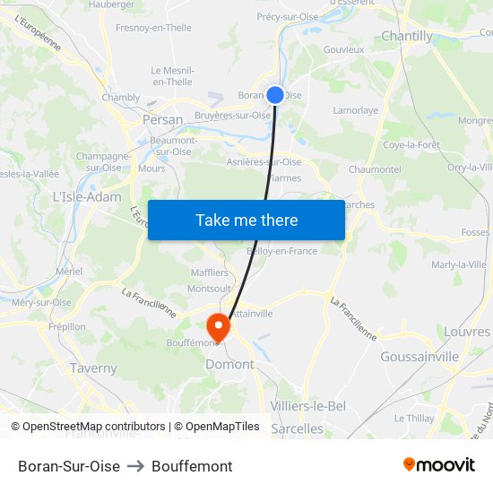 Boran-Sur-Oise to Bouffemont map