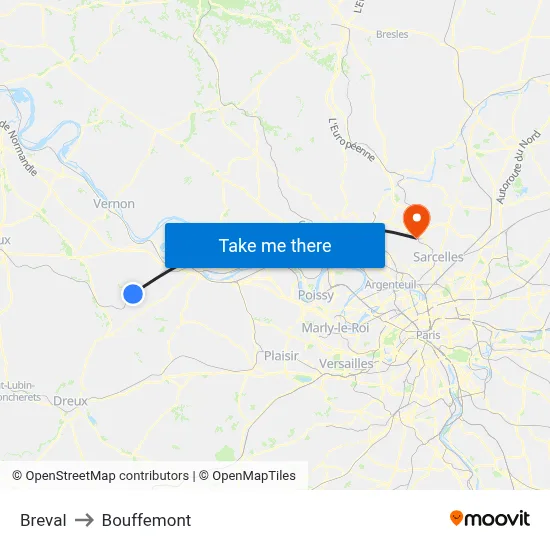 Breval to Bouffemont map