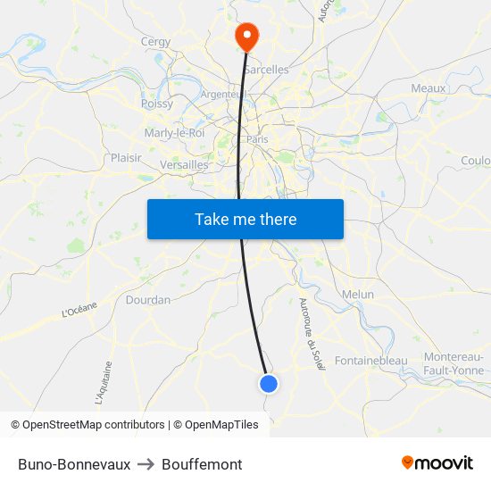 Buno-Bonnevaux to Bouffemont map