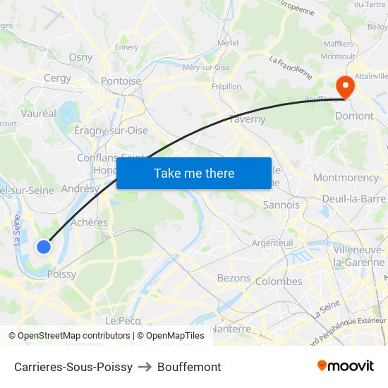 Carrieres-Sous-Poissy to Bouffemont map