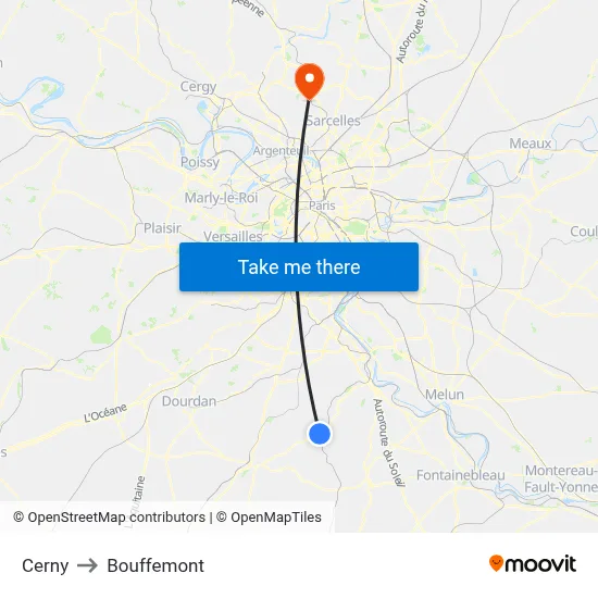 Cerny to Bouffemont map