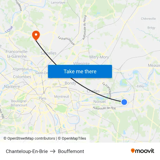 Chanteloup-En-Brie to Bouffemont map