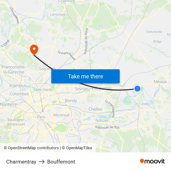 Charmentray to Bouffemont map
