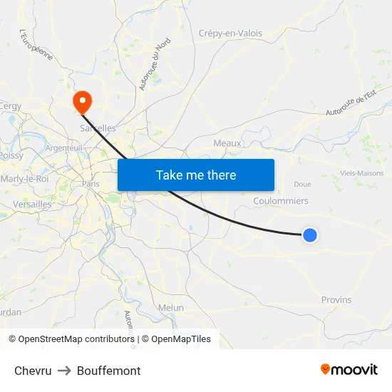 Chevru to Bouffemont map