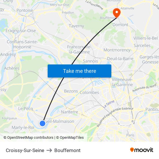 Croissy-Sur-Seine to Bouffemont map