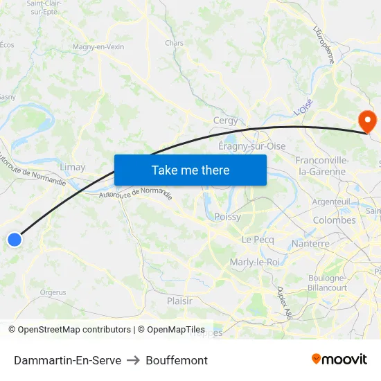 Dammartin-En-Serve to Bouffemont map