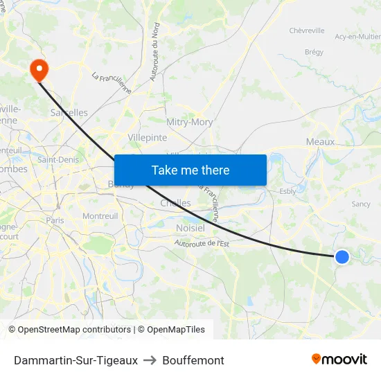 Dammartin-Sur-Tigeaux to Bouffemont map