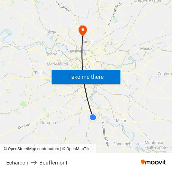 Echarcon to Bouffemont map