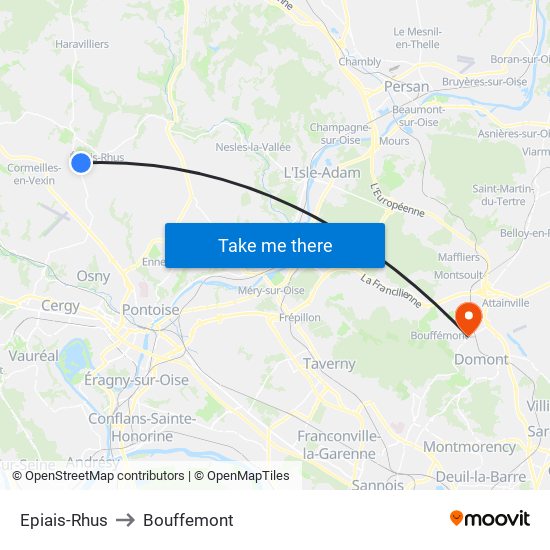 Epiais-Rhus to Bouffemont map