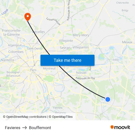 Favieres to Bouffemont map
