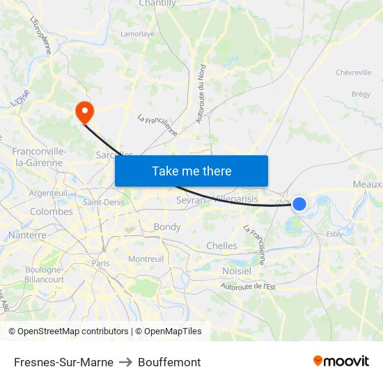 Fresnes-Sur-Marne to Bouffemont map