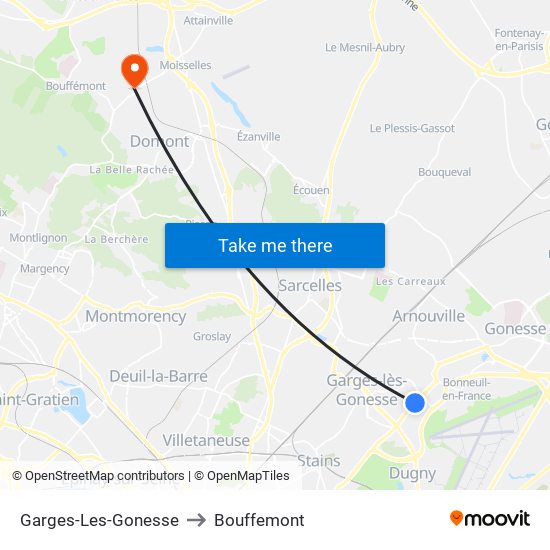 Garges-Les-Gonesse to Bouffemont map