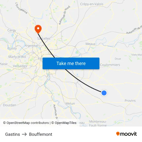 Gastins to Bouffemont map