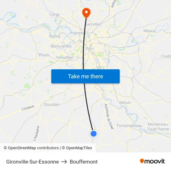 Gironville-Sur-Essonne to Bouffemont map