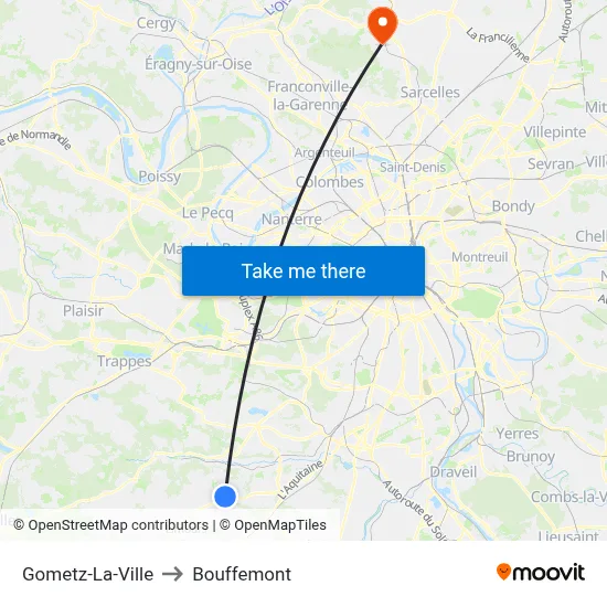 Gometz-La-Ville to Bouffemont map