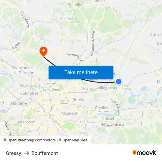 Gressy to Bouffemont map