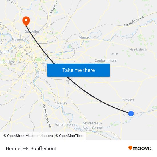 Herme to Bouffemont map