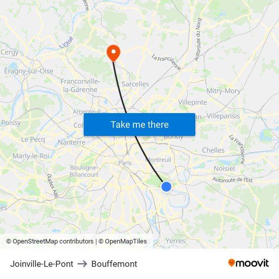 Joinville-Le-Pont to Bouffemont map