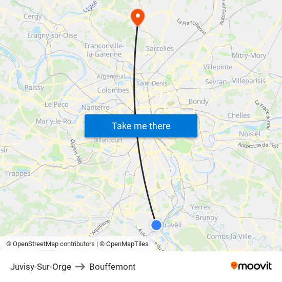 Juvisy-Sur-Orge to Bouffemont map