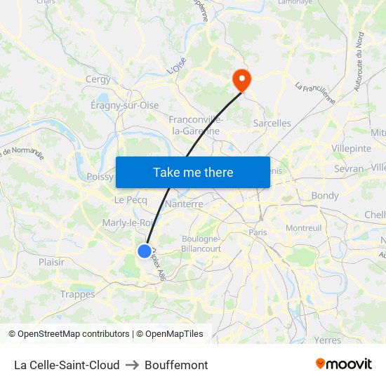 La Celle-Saint-Cloud to Bouffemont map