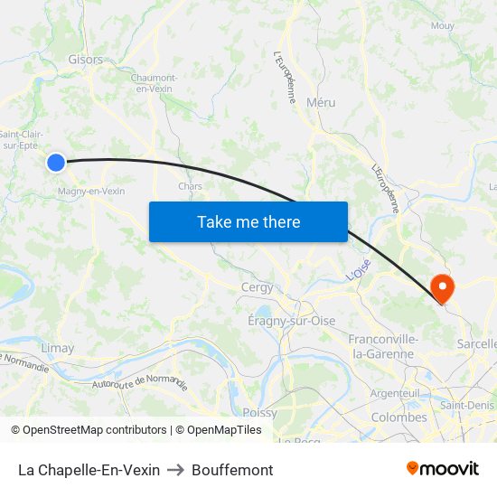 La Chapelle-En-Vexin to Bouffemont map