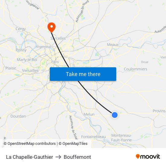 La Chapelle-Gauthier to Bouffemont map