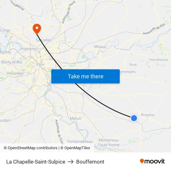 La Chapelle-Saint-Sulpice to Bouffemont map