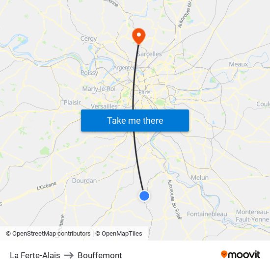 La Ferte-Alais to Bouffemont map