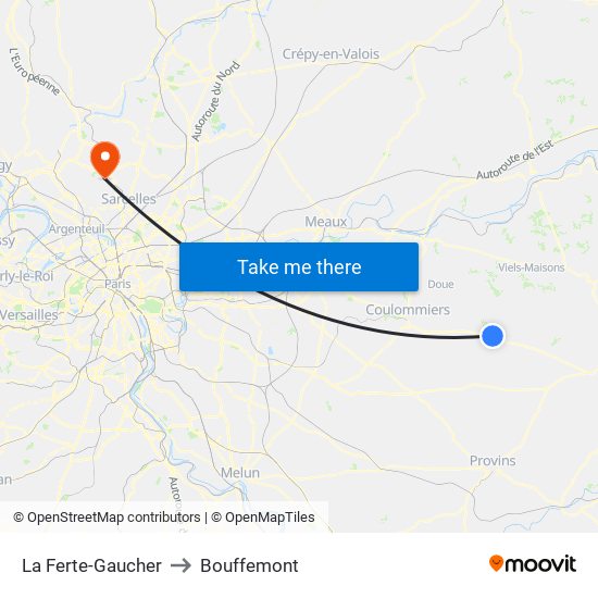 La Ferte-Gaucher to Bouffemont map