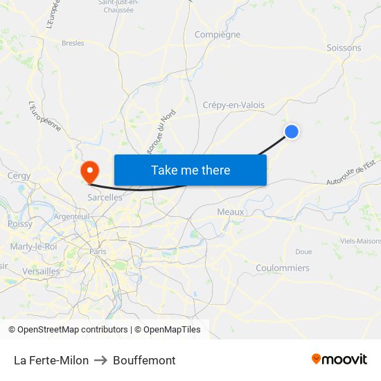La Ferte-Milon to Bouffemont map