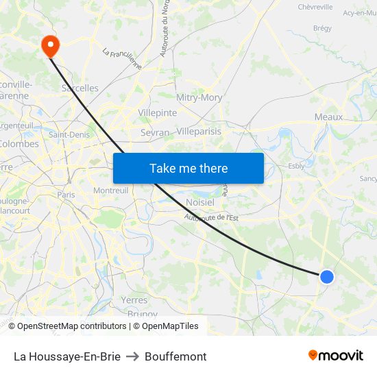 La Houssaye-En-Brie to Bouffemont map