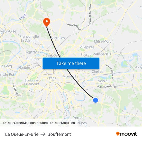 La Queue-En-Brie to Bouffemont map