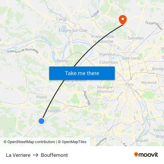 La Verriere to Bouffemont map