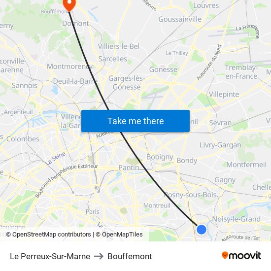 Le Perreux-Sur-Marne to Bouffemont map