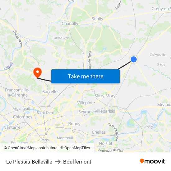 Le Plessis-Belleville to Bouffemont map