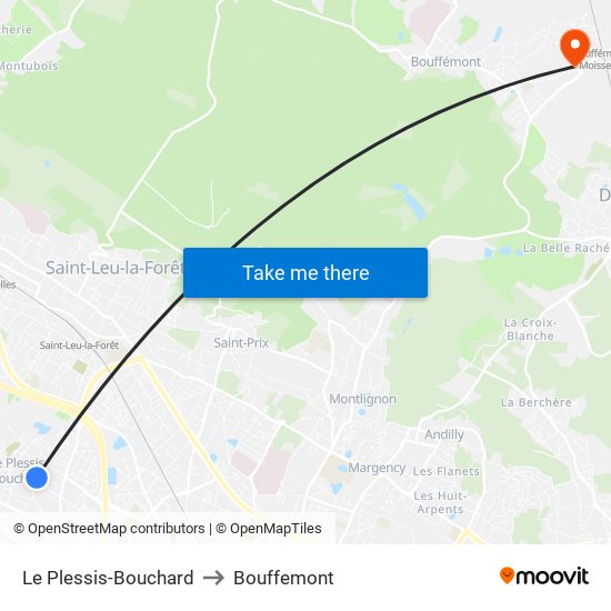 Le Plessis-Bouchard to Bouffemont map