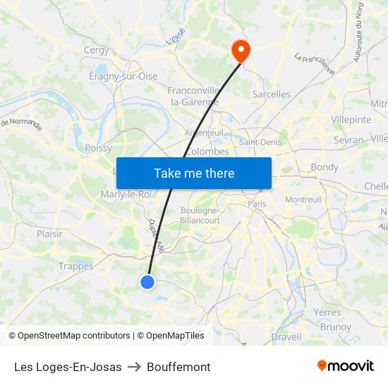 Les Loges-En-Josas to Bouffemont map