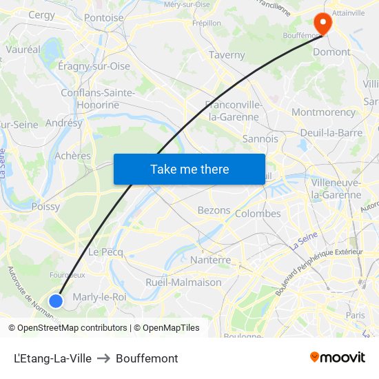 L'Etang-La-Ville to Bouffemont map