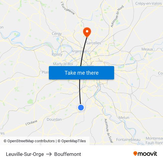 Leuville-Sur-Orge to Bouffemont map