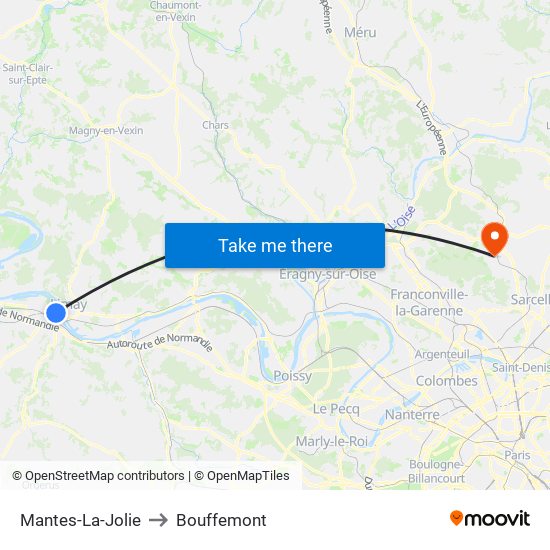 Mantes-La-Jolie to Bouffemont map