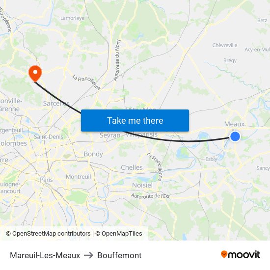 Mareuil-Les-Meaux to Bouffemont map