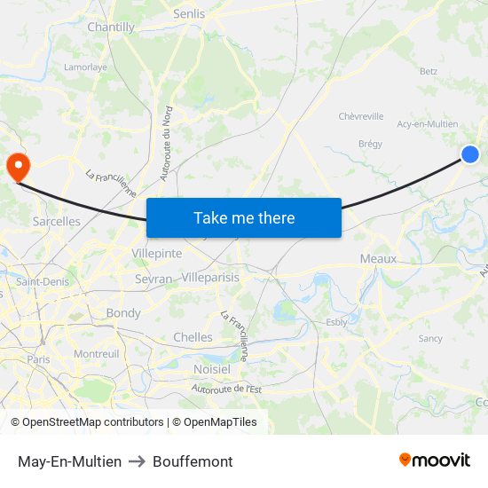 May-En-Multien to Bouffemont map