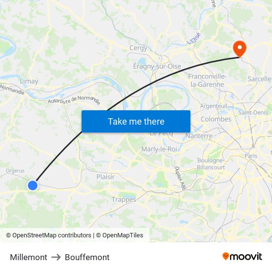 Millemont to Bouffemont map