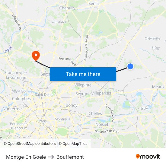 Montge-En-Goele to Bouffemont map