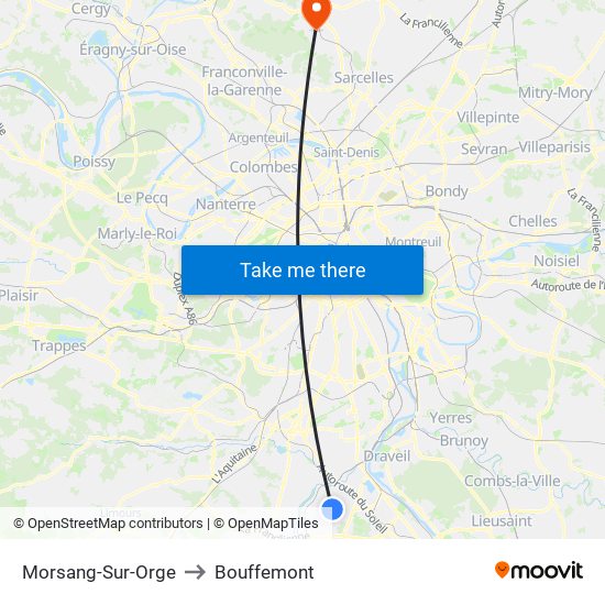 Morsang-Sur-Orge to Bouffemont map