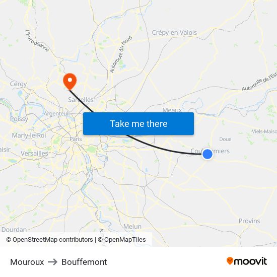 Mouroux to Bouffemont map