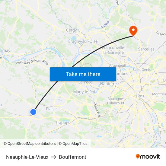 Neauphle-Le-Vieux to Bouffemont map